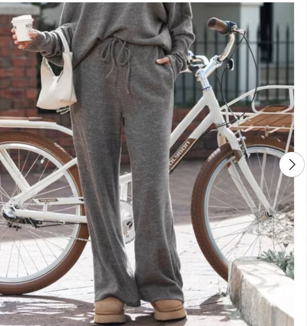 Cupshe Women’s Gray Knit Cotton Wide-Leg Sweatpants Elastic Waist Drawstring S